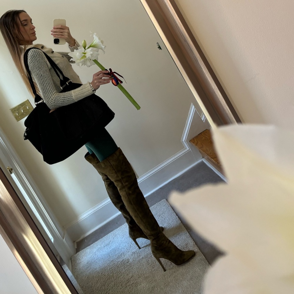 SERGIO ROSSI suede STRETCH OVER THE KNEE Boots